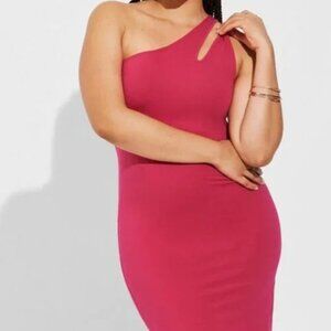 Torrid Mini Foxy Bodycon One Shoulder Dress in Cherries Jubilee stretch NWTsz 2